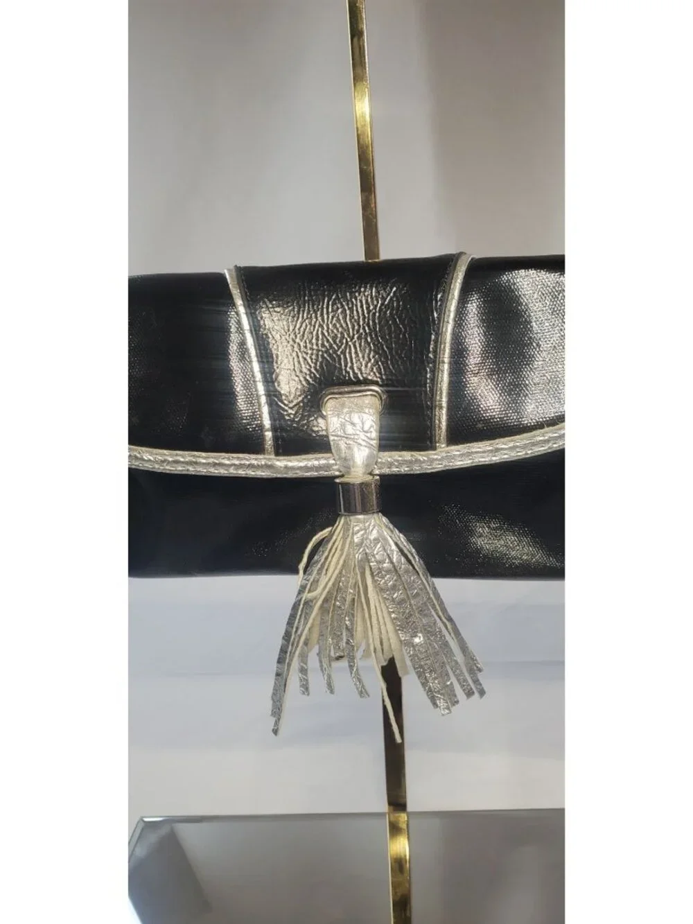 Kate Landry Patent Leather Shoulder Purse Bag Black